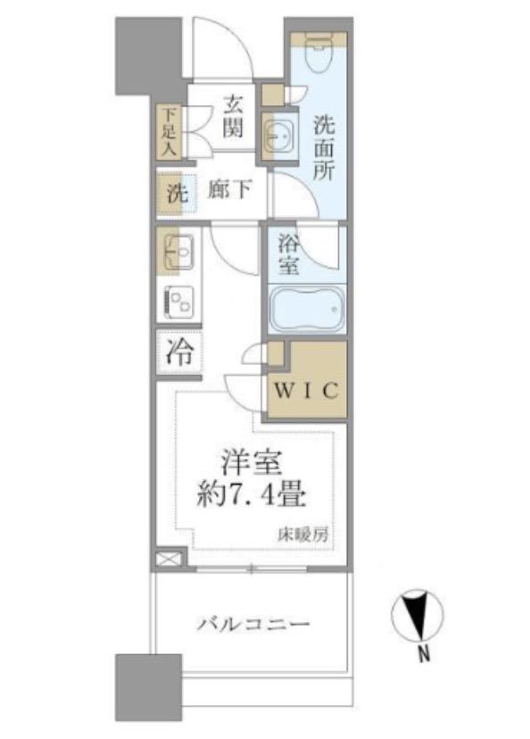 白金ザ・スカイ東棟(1K/4階)の間取り写真
