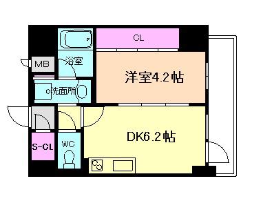 エステムコート大阪福島IIレイヤー(1DK/14階)の間取り写真