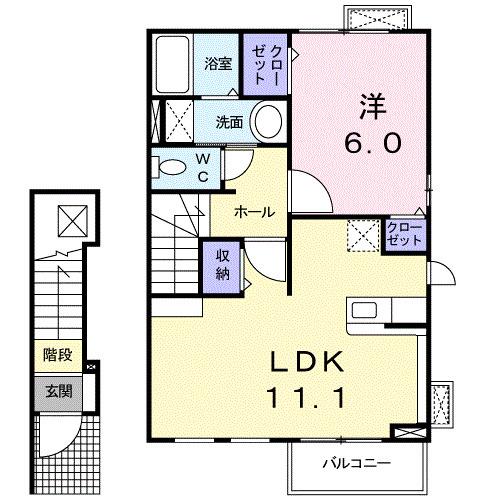 リーヴァ菅池A(1LDK/2階)の間取り写真