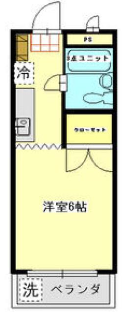 サンアベニュー・長渕(1K/1階)の間取り写真