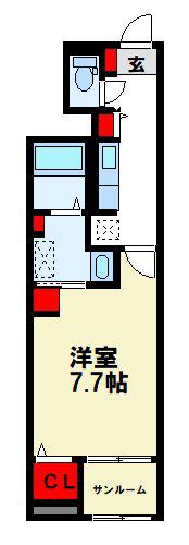 Kプレイス(1K/1階)の間取り写真