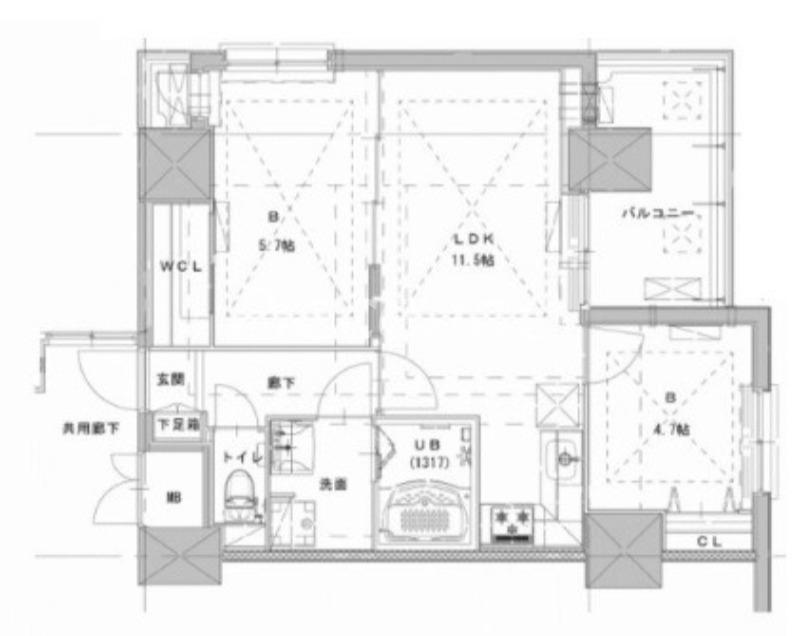 ノルデンハイム江坂アドバンス(2LDK/15階)の間取り写真