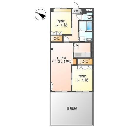クレスタ(2LDK/1階)の間取り写真