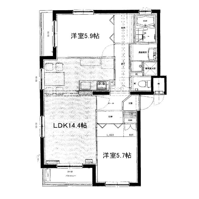 RE・EARTHマンション柏崎(2LDK/3階)の間取り写真