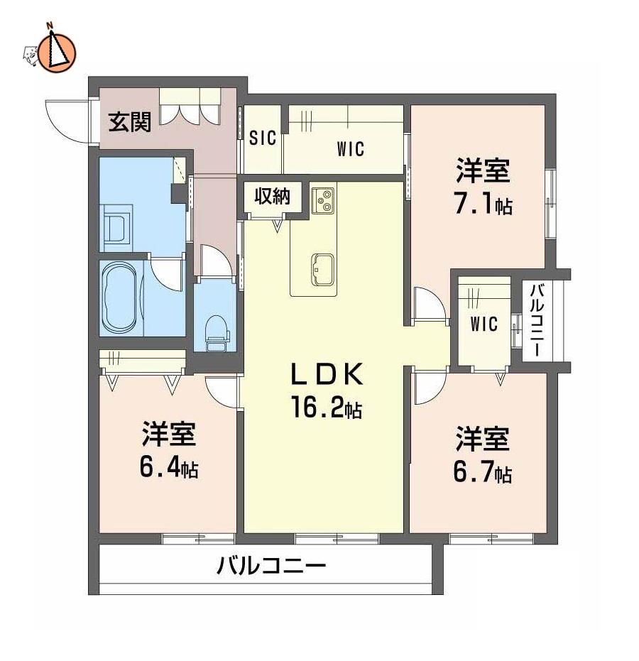 SHAMAISON グランフィリア(3LDK/2階)の間取り写真