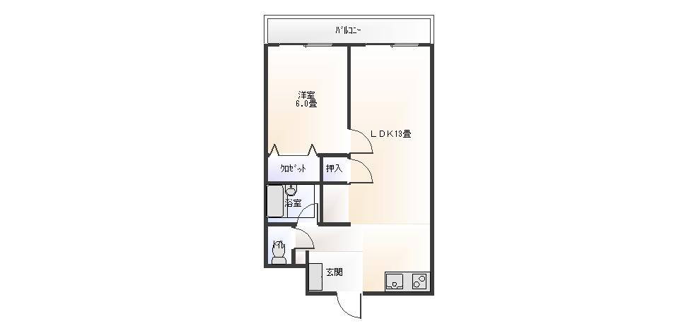 レジデンスNB(1LDK/2階)の間取り写真