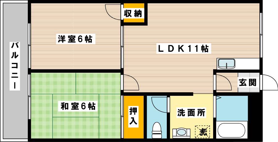 シャルム風(2LDK/4階)の間取り写真