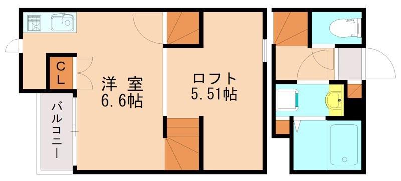 CB千早南フロル(1K/1階)の間取り写真