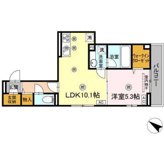 COLERMO舟入南(1LDK/3階)の間取り写真