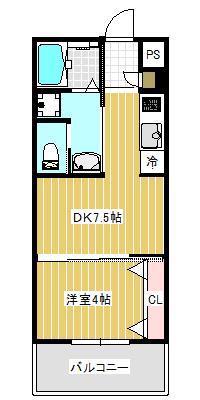 POTHOS呉三条(1DK/10階)の間取り写真