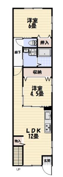 ライク高野山 B棟(2LDK/1階)の間取り写真