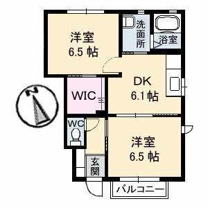 エスポワールⅡA棟(2DK/1階)の間取り写真
