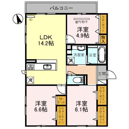 AGERATE(3LDK/1階)の間取り写真