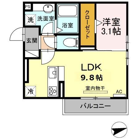 グランシャリオ芦原(1LDK/3階)の間取り写真