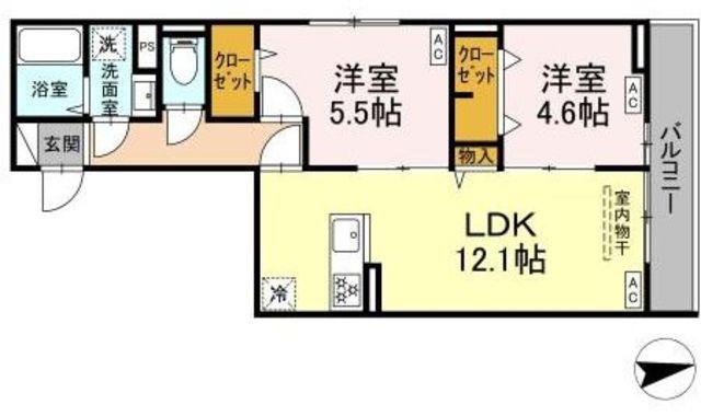 グラナーデ中葛西II(2LDK/2階)の間取り写真
