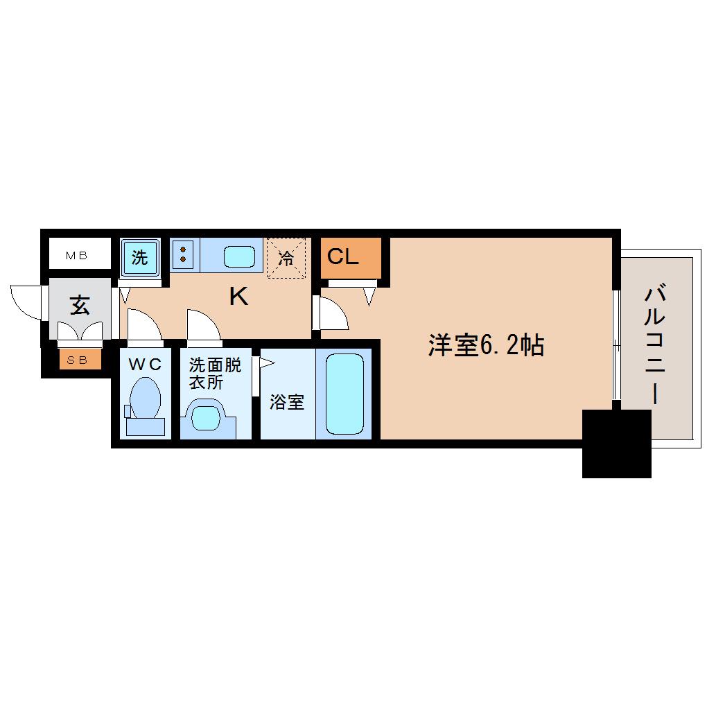 プレサンス扇町駅前(1K/8階)の間取り写真