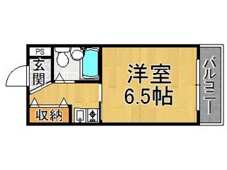 シェルプール弐番館(ワンルーム/3階)の間取り写真