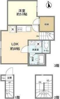 LALLURE NISHIKOYAMA(1LDK/3階)の間取り写真