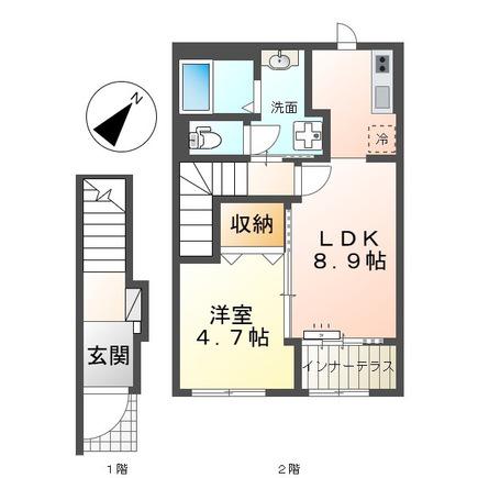 グランフルール(1LDK/2階)の間取り写真