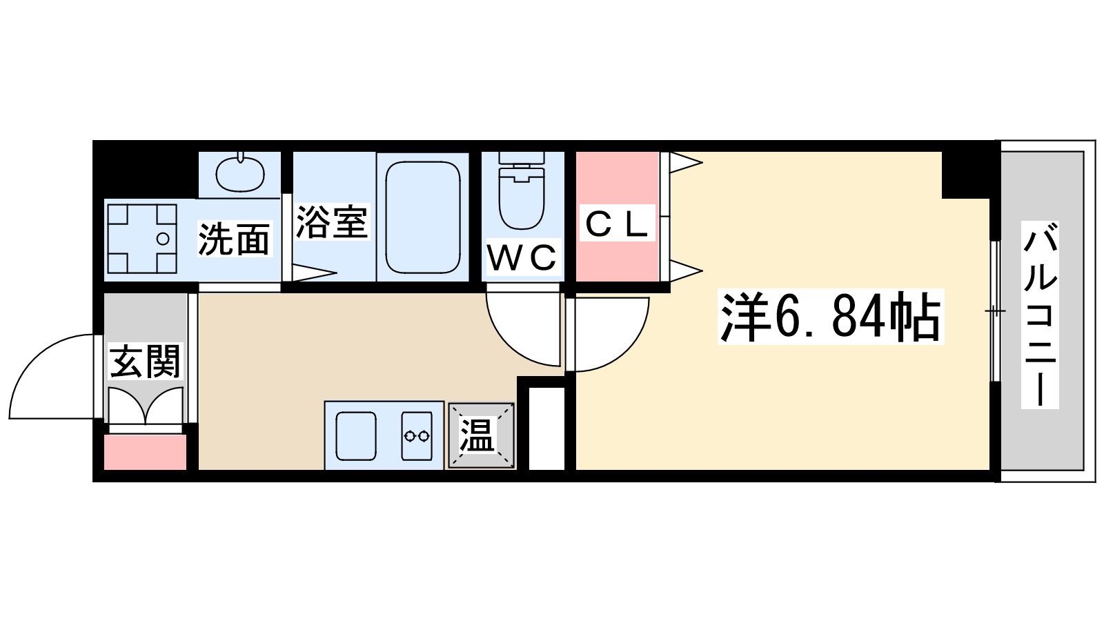 みおつくし西梅田Ⅳ(1K/7階)の間取り写真