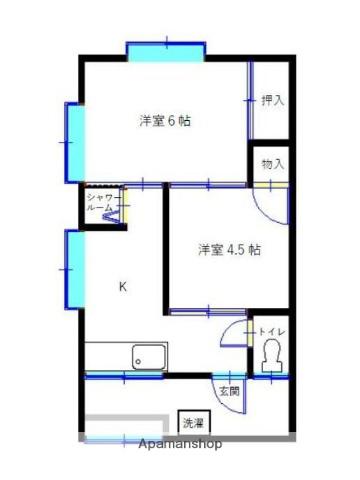 いろはアパート(2K/2階)の間取り写真