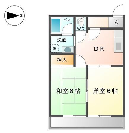 パークハイツA(2DK/1階)の間取り写真