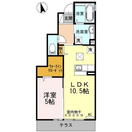ラルーチェ幸 B棟(1LDK/1階)の間取り写真