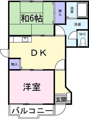 エスポワール寒田C(2DK/1階)の間取り写真
