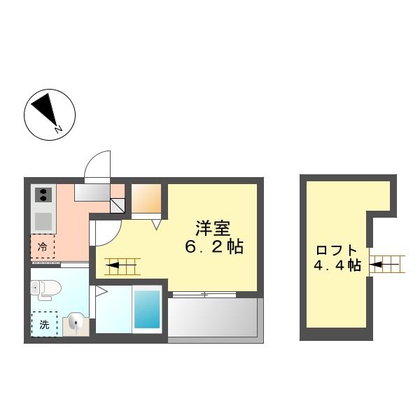 ヴァンクール中小田井(1SK/1階)の間取り写真