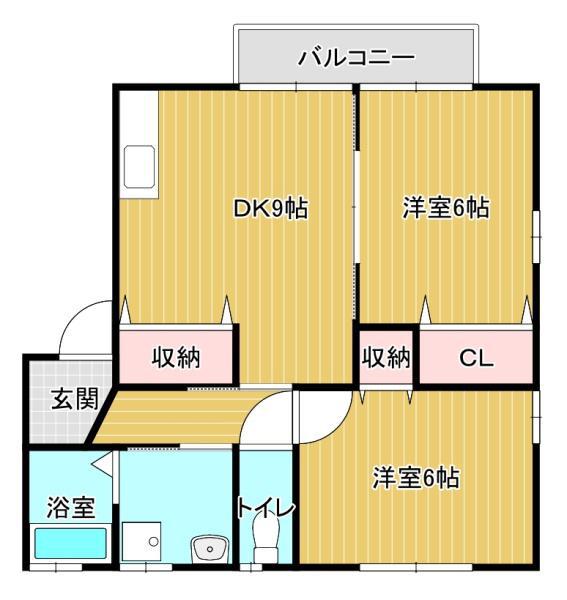コーアハイツ(2DK/1階)の間取り写真