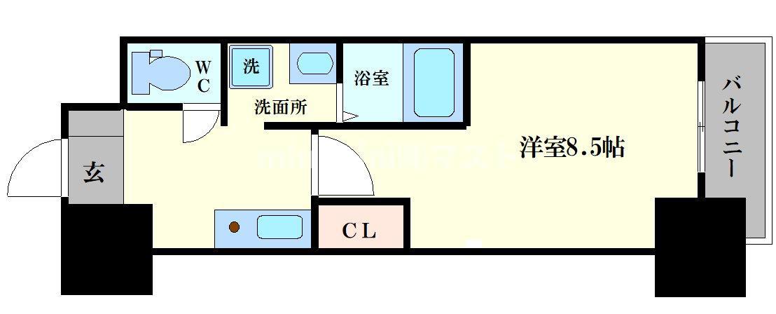 SWISS難波西(1K/6階)の間取り写真