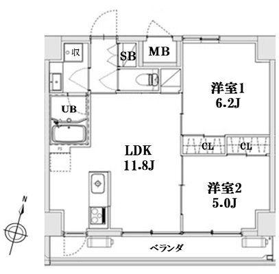 LAGURUS大宮(1LDK/12階)の間取り写真