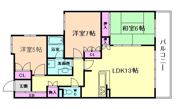 パークホームズ福島エルグレース(3LDK/10階)の間取り写真