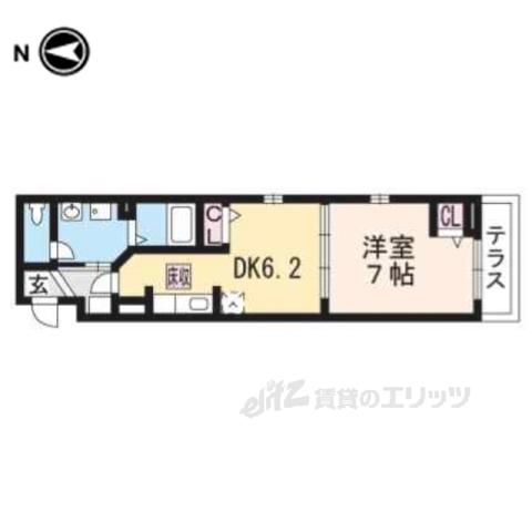 ラフレシール太秦2(1DK/1階)の間取り写真