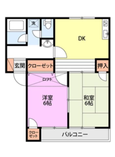 SAJA-90 A棟(2DK/2階)の間取り写真