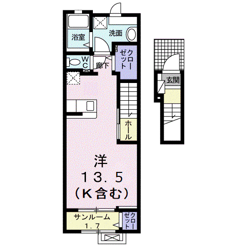 菫1ST(ワンルーム/2階)の間取り写真