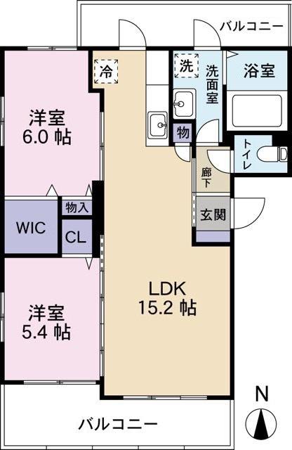 ドミール博多南A(2LDK/2階)の間取り写真