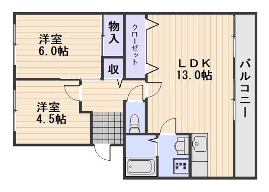 ジョイフル今(2LDK/3階)の間取り写真