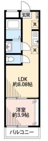 ERFOLG鳩ケ谷(1LDK/3階)の間取り写真