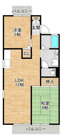 グリーンメドウII(2LDK/2階)の間取り写真