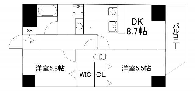 ブランエム(2DK/7階)の間取り写真