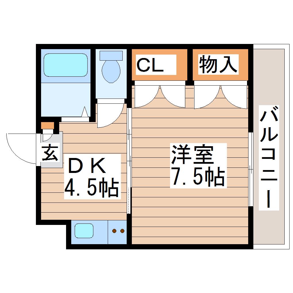 イーグルハイツ高松II(1DK/3階)の間取り写真