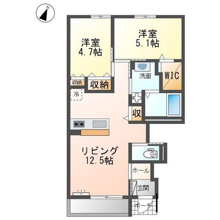 ムーンリバーB(2LDK/1階)の間取り写真