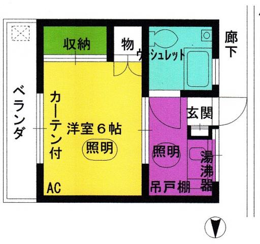 KIコーポ(1K/2階)の間取り写真