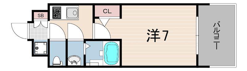 ソルテラスKOBE湊町(1K/3階)の間取り写真