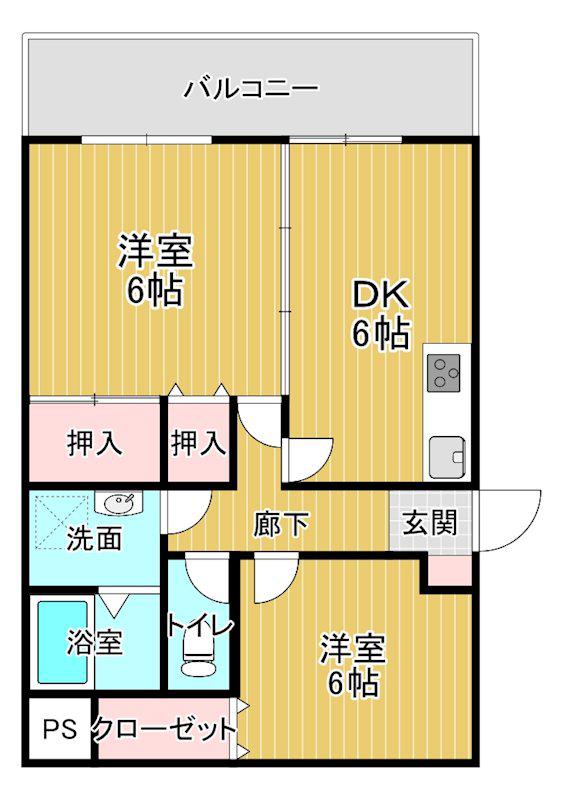 シュテルンパラスト鈴栄(2DK/7階)の間取り写真