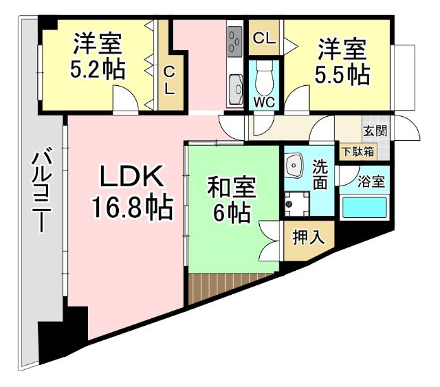 ニューガイア四季彩の丘(3LDK/3階)の間取り写真