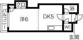 サウス1014(1DK/6階)の間取り写真