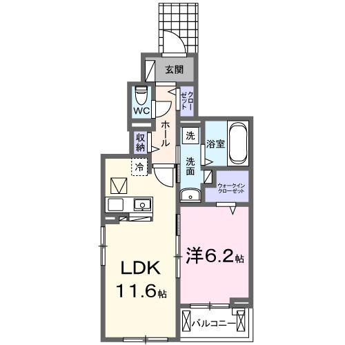 シェーン ハイム(1LDK/1階)の間取り写真