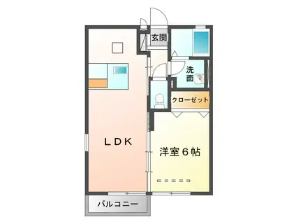クレールヒルズAB(1LDK/2階)の間取り写真